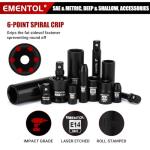 EMENTOL 189-Piece Impact Socket Set, 1/4" & 3/8" Drive Metric and SAE Sizes, CR-V Steel, Includes Deep & Shallow Sockets, Ratchets, Bits, Extensions, Spark Plug Socket & More, with Plastic Tool Case