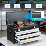 3 Drawer Tool Box Heavy Duty Metal with Lock, Portable Tool Chest Organizer for Workshop, Garage, DIY Office Storage