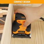 Hoteche 240W Palm Sander, 110X100mm Square Sander with 14500rpm, Yellow, Color Box Packaging