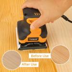 Hoteche 240W Palm Sander, 110X100mm Square Sander with 14500rpm, Yellow, Color Box Packaging