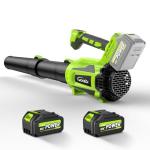 Leaf Blower Cordless, WOKEGI 21V 2 x 4.0Ah Batteries and Fast Charger, with 5-Speeds & Turbo Mode Electric Cordless Leaf Blower, Brushless,3 Tubes for Patio,Lawn,Yard,Garage,Blowing Leaves, Dust, Snow