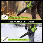 Leaf Blower Cordless, WOKEGI 21V 2 x 4.0Ah Batteries and Fast Charger, with 5-Speeds & Turbo Mode Electric Cordless Leaf Blower, Brushless,3 Tubes for Patio,Lawn,Yard,Garage,Blowing Leaves, Dust, Snow