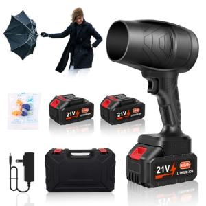 Leaf Blower Cordless, Powerful Handheld Electric Blower with 2×21V Batteries, Lightweight Leaf Blower for Lawn Care, Patio, Leaves, Snow & Dust Removal (Leaf Blower Cordless)