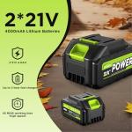 Leaf Blower Cordless, WOKEGI 21V 2 x 4.0Ah Batteries and Fast Charger, with 5-Speeds & Turbo Mode Electric Cordless Leaf Blower, Brushless,3 Tubes for Patio,Lawn,Yard,Garage,Blowing Leaves, Dust, Snow