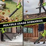 Leaf Blower Cordless, WOKEGI 21V 2 x 4.0Ah Batteries and Fast Charger, with 5-Speeds & Turbo Mode Electric Cordless Leaf Blower, Brushless,3 Tubes for Patio,Lawn,Yard,Garage,Blowing Leaves, Dust, Snow