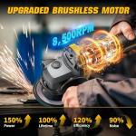 Angle Grinder 4-1/2" Brushless for Dewalt 20V Battery, 6 Variable Speed Power Grinder, Cordless Angle Grinder Power Tools For Cutting Grinding Polishing (Tool Only)