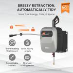 Giraffe Tools Grandfalls Retractable Pressure Washer G20, 2500 PSI 2.2 GPM, Wall Mounted with 180°Swivel Bracket, 65FT Hose Reel with Ultra-Soft Pressure Hose, 4 Nozzles, Foam Cannon, Light Silver