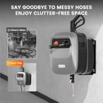 Giraffe Tools Grandfalls Retractable Pressure Washer G20, 2500 PSI 2.2 GPM, Wall Mounted with 180°Swivel Bracket, 65FT Hose Reel with Ultra-Soft Pressure Hose, 4 Nozzles, Foam Cannon, Light Silver