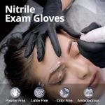 SwiftGrip Disposable Nitrile Exam Gloves, Black Nitrile Gloves Disposable Latex Free for Medical, Cooking & Esthetician, Food-Safe Rubber Gloves, Powder Free, Non-Sterile, 100-ct Box (Large)