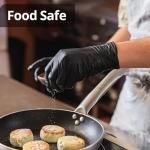 SwiftGrip Disposable Nitrile Exam Gloves, Black Nitrile Gloves Disposable Latex Free for Medical, Cooking & Esthetician, Food-Safe Rubber Gloves, Powder Free, Non-Sterile, 100-ct Box (Large)