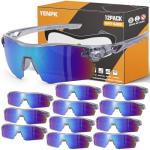 YENPK 12 Pack Safety Glasses, ANSI Z87.1+UV Protective Eyewear, Impact Resistant Anti-Scratch Safety Goggles for Men Women（Blue Mirror & Gray frame）