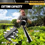 Hedge Trimmer Cordless(Battery & Charger Included), Electric Handheld Bush Shrub Trimmer, 22'' Edge Trimmer with 3/4'' Cutting Capacity & 3000RPM & BRUSHLESS, Compatible with Extension Pole, 4.4LBS