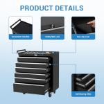 IDEALHOUSE Rolling Tool Chest, 6 Drawers Tool Storage Cabinet, Toolbox with Wheels, Portable Tool Cabinet Organizer with Locking System & Drawer Liners, Tool Storage Cart for Garage, Workshop, Black