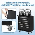 IDEALHOUSE Rolling Tool Chest, 6 Drawers Tool Storage Cabinet, Toolbox with Wheels, Portable Tool Cabinet Organizer with Locking System & Drawer Liners, Tool Storage Cart for Garage, Workshop, Black