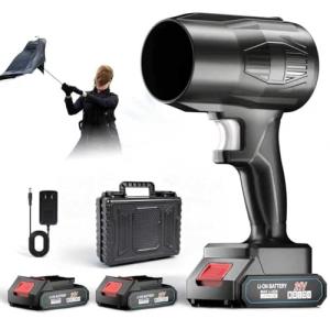 Cordless Leaf Blower,21V Electric Handheld Leaf Blower,with 2×4.0Ah Batteries & Fast Charger,500000RPM Blower for Patio Cleaning, Lawn Care, Blowing Leaves and Dust