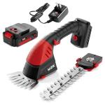 MZK 20V Cordless Hedge Trimmer, Electric Shrub Trimmer Grass Shears Handheld Grass Cutter, Hedge Shear for Garden, Lawn(2.0Ah Battery and Charger Included),HT08D10