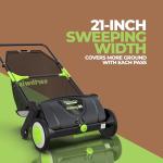 Earthwise LSW70021 21-Inch Width Leaf & Grass Push Lawn Sweeper, Black