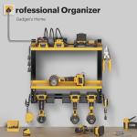 Spampur Power Tool Organizer Wall Mount with Charging Station, Tool Battery Holder with 4 Outlet Power Strip15 Min Assembly & Maximum 100lb Load by Heavy Duty Metal, 4 Slots for Cordless Drill