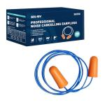 GOL-SIV NRR 33dB-Foam Ear Plugs with Cord,Individually Packed,100 Pairs/Box,for Work & Construction Site,Orange