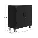 Takywep Heavy Duty Rolling Tool Cabinet with Lock, Mobile Metal Storage Cabinet with 2 Door and Adjustable Shelf & Pegboard for Garage Workshop, Industrial Tool Cart on Rust Resistant Wheels, Black