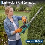 22'' Hedge Trimmer Cordless, Electric Handheld Bush Clipper 3000RPM 180° Rotatable Head, 2/3'' Blade Gap with 2*Battery & Charge Base