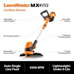 LawnMaster 20VMWGT 24V Max 13-inch Lawn Mower and Grass Trimmer 10-inch Combo with 2x4.0Ah Batteries and Charger
