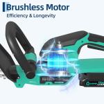 22'' Hedge Trimmer Cordless, Electric Handheld Bush Clipper 3000RPM 180° Rotatable Head, 2/3'' Blade Gap with 2*Battery & Charge Base