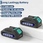 22'' Hedge Trimmer Cordless, Electric Handheld Bush Clipper 3000RPM 180° Rotatable Head, 2/3'' Blade Gap with 2*Battery & Charge Base