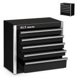 P.I.T. Mini Black Tool Box, Portable 5-Drawer Micro Roll Cab Steel Stackable Tool Box with Liner, Black Small Tool Case for Tools Storage and Organizers, Home DIY