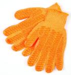 MCR Safety 9675MM Honey Grip Cotton/Polyester 7 Gauge Honeycomb Gloves with Blue Hemmed Cuff, Orange, Medium, 1-Pair