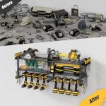 Jusgym Power Tool Organizer Wall Mount, 3-Tier Tool Storage Rack with 8 Drill Holders, 300LBS Load Heavy Duty Cordless Tool Shelf for Garage Organization, Gift for Men