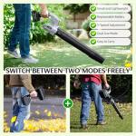 Comchoi Electric Leaf Blower Cordless, 680 CFM 5 Speed Mode, 2 Batteries & Charger, Handheld Leaf Blowers for Lawn Care, Portable Lightweight Grass Blower for Yard, Patio & Outdoor Use