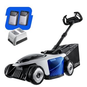 Electric Lawn Mower, Self-propelled Lawn Mower Cordless 40V(2x20V) 18.5" Brushless Mower with Electric Cutting Height Adjustment, Higher Rotation Speed, 2 x 4.0Ah Battery and Rapid Charge Included
