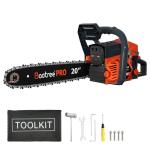 62cc Gas Chainsaw, 20 Inch Professional Chainsaw with 2-Cycle Engine & Anti-Vibration System, Quick Start Technology for Tree Cutting, Firewood, Logging (62CC 20in)