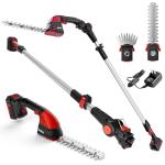 MZK 2-in-1 20V Pole Mini Hedge Trimmer & Grass Shear, 13ft Reach, Electric Hedge Trimmer with Extension Pole, Multi-Angle (Battery and Charger Included),HT08D11