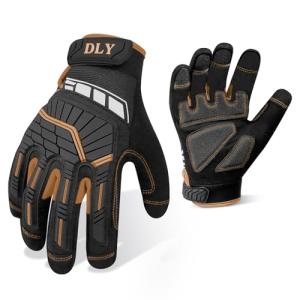 Heavy Duty Work Gloves, Impact Protection Mechanic Gloves, Synthetic Leather Work Gloves, Touchscreen Capable