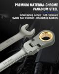 WORKPRO 10 mm Flex-Head Ratcheting Combination Wrench, Cr-V Constructed, Nickel Plating, 72-Teeth, 12 Point Design, Metric