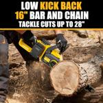 Pyrcruax 40V(20V*2) 16" Brushless Chainsaw Cordless, Electric Chainsaw Fully Compatible with DeWalt 20V MAX, Auto-Oiling, Tool-Free Tensioning, Safety Chain Brake, Batteries and Charger Not Included