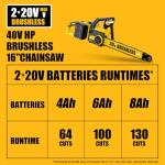 Pyrcruax 40V(20V*2) 16" Brushless Chainsaw Cordless, Electric Chainsaw Fully Compatible with DeWalt 20V MAX, Auto-Oiling, Tool-Free Tensioning, Safety Chain Brake, Batteries and Charger Not Included