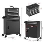 Yaciente 5-Drawer Tool Box with Wheels, Rolling Tool Storage Cabinet with Detachable Top Tool Chest and Locking Mechanism, Metal Tool Cart for Garage Workshop and Room Use (Black)