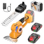 Cordless Hedge Trimmer, 2-in-1 Hedge Trimmer, Ultra Long Battery Life with Battery*2, high-Power and high-Capacity Grass Trimmer for Gardens, Yards and lawns, Including Charger