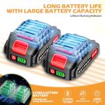 Cordless Hedge Trimmer, 2-in-1 Hedge Trimmer, Ultra Long Battery Life with Battery*2, high-Power and high-Capacity Grass Trimmer for Gardens, Yards and lawns, Including Charger