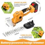 Cordless Hedge Trimmer, 2-in-1 Hedge Trimmer, Ultra Long Battery Life with Battery*2, high-Power and high-Capacity Grass Trimmer for Gardens, Yards and lawns, Including Charger