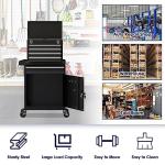 Yaciente 5-Drawer Tool Box with Wheels, Rolling Tool Storage Cabinet with Detachable Top Tool Chest and Locking Mechanism, Metal Tool Cart for Garage Workshop and Room Use (Black)