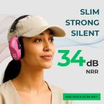 Pro For Sho 34dB NRR Hearing Protection Ear Muffs – Highest NRR Compact Design Ear Protection for Loud Events & Sensory Use (Pink)