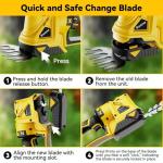 Bryzova 21V 2-in-1 Cordless Hedge Trimmer with 2 Blades (8.7'' & 5.2'') & 2×2.0Ah Batteries, Includes Charger, Lightweight Single Handed Electric Shrub Trimmer for Garden, Lawn, Bushes