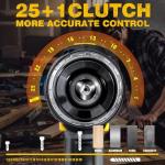 RIDA Cordless Drill Power Drill Cordless 20V 1/2'' Keyless Metal Chuck 355 In-lb(40N.m) Torque with 2.0AH Li-ion Battery & Fast Charger, Variable Speed, 25+1 Position and 22pcs Bits