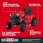 Craftsman 36" Gas Riding Lawn Mower with 11.5 HP* Briggs and Stratton Single-Cylinder Engine, Gas Lawn Tractor with 7-Speed Transmission, Red/Black