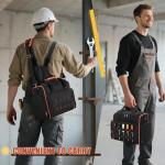 Marscamd Tool Bag with 3 Removable Cases, 2 Layers Tool Tote for Hand Tools, Black with Red Binding