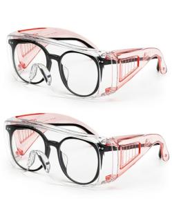UNCO- Safety Glasses Over Eyeglasses, 2 Pack, Anti Fog Safety Goggles Over Glasses for Men and Women, Impact Resistant, UV Protective Eyewear for Chemistry Lab Work